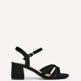 Flair Black Faux Suede Crossover Heeled Sandals