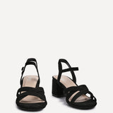 Flair Black Faux Suede Crossover Heeled Sandals