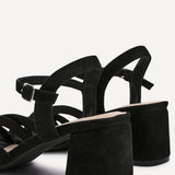 Flair Black Faux Suede Crossover Heeled Sandals