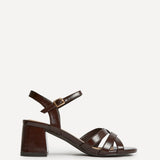 Flair Brown Faux Leather Crossover Heeled Sandals