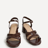 Flair Brown Faux Leather Crossover Heeled Sandals