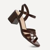 Flair Brown Faux Leather Crossover Heeled Sandals