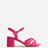 Flair Fuchsia Faux Suede Crossover Heeled Sandals