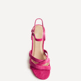 Flair Fuchsia Faux Suede Crossover Heeled Sandals