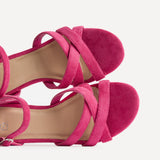 Flair Fuchsia Faux Suede Crossover Heeled Sandals