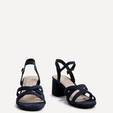 Flair Navy Faux Suede Crossover Heeled Sandals