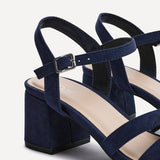 Flair Navy Faux Suede Crossover Heeled Sandals