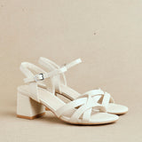 Flair Nude Faux Leather Crossover Heeled Sandals