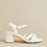 Flair Nude Faux Leather Crossover Heeled Sandals