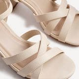 Flair Nude Faux Leather Crossover Heeled Sandals