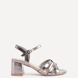 Flair Pewter Crossover Heeled Sandals