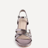 Flair Pewter Crossover Heeled Sandals