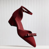 Orla Burgundy Scuba Bow Detail Court Heels