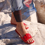 Fletcher Red Croc Slider Sandals
