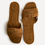 Fletcher Tan Suede Slider Sandals