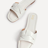 Fletcher White Croc Slider Sandals