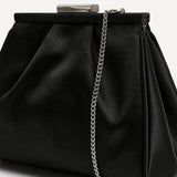 Flirt Black Satin Clutch Bag
