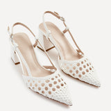 Florence White Woven Court Heels