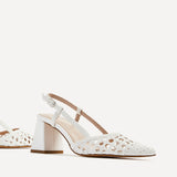 Florence White Woven Court Heels