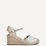 Florentina Silver Floral Embroidered Wedges