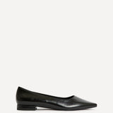 Focus Black Faux Leather Pointed Toe Ballet Flats