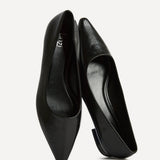 Focus Black Faux Leather Pointed Toe Ballet Flats