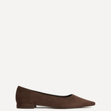 Focus Brown Faux Suede Pointed Toe Ballet Flats