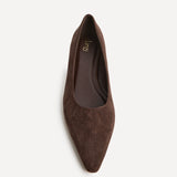 Focus Brown Faux Suede Pointed Toe Ballet Flats