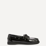 Frame Black High Shine Boat Shoes