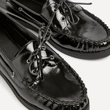 Frame Black High Shine Boat Shoes