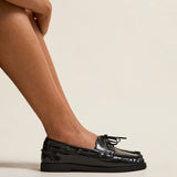 Frame Black High Shine Boat Shoes