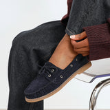Frame Navy Faux Suede Boat Shoes