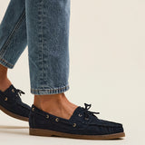 Frame Navy Faux Suede Boat Shoes