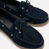 Frame Navy Faux Suede Boat Shoes
