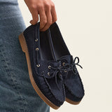 Frame Navy Faux Suede Boat Shoes