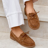 Frame Tan Faux Suede Boat Shoes