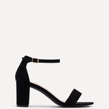 Frankie Black Faux Suede Heeled Sandals