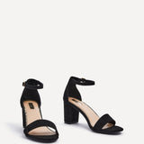 Frankie Black Faux Suede Heeled Sandals