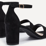 Frankie Black Faux Suede Heeled Sandals