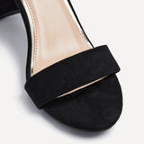 Frankie Black Faux Suede Heeled Sandals