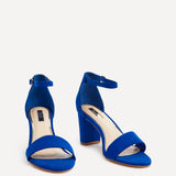 Frankie Cobalt Blue Faux Suede Heeled Sandals