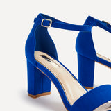 Frankie Cobalt Blue Faux Suede Heeled Sandals