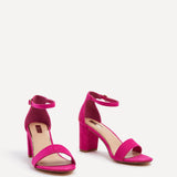 Frankie Hot Pink Faux Suede Heeled Sandals