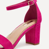 Frankie Hot Pink Faux Suede Heeled Sandals