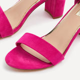 Frankie Hot Pink Faux Suede Heeled Sandals