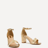 Frankie Gold Faux Leather Heeled Sandals