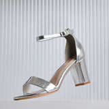Frankie Silver Faux Leather Heeled Sandals