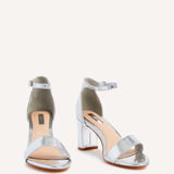 Frankie Silver Faux Leather Heeled Sandals