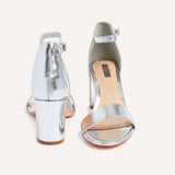 Frankie Silver Faux Leather Heeled Sandals