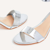 Frankie Silver Faux Leather Heeled Sandals